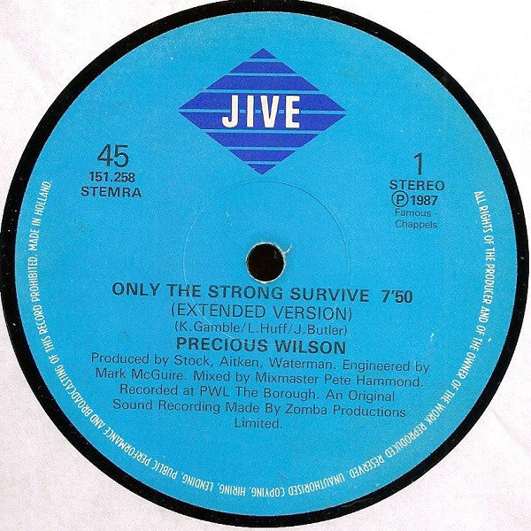 Precious Wilson : Only The Strong Survive (12", Maxi)