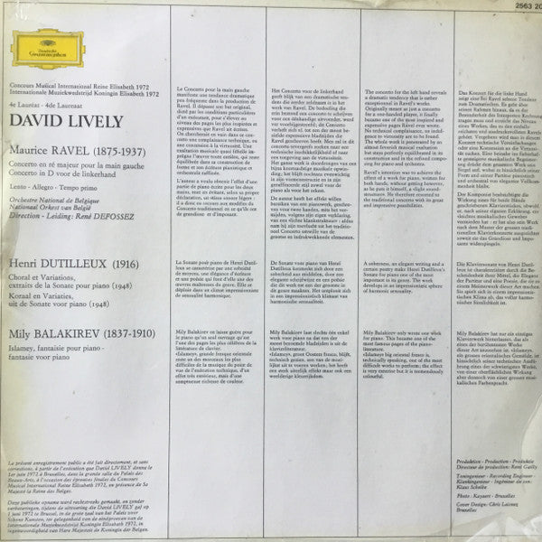 David Lively : Concours Musical International Reine Elisabeth 1972  (LP, Album)
