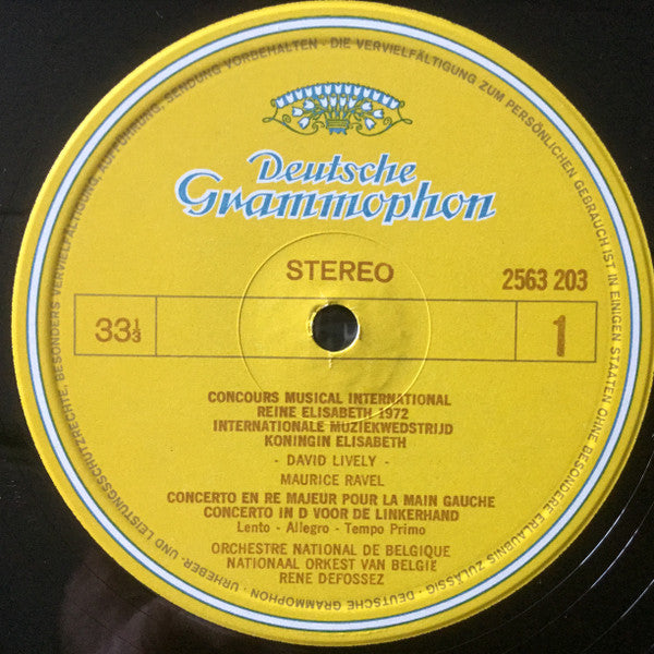 David Lively : Concours Musical International Reine Elisabeth 1972  (LP, Album)