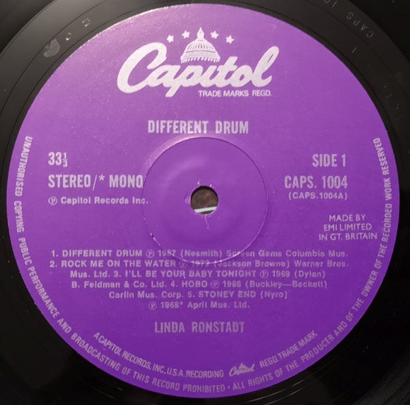 Linda Ronstadt : Different Drum (LP, Comp, Mono, RE)