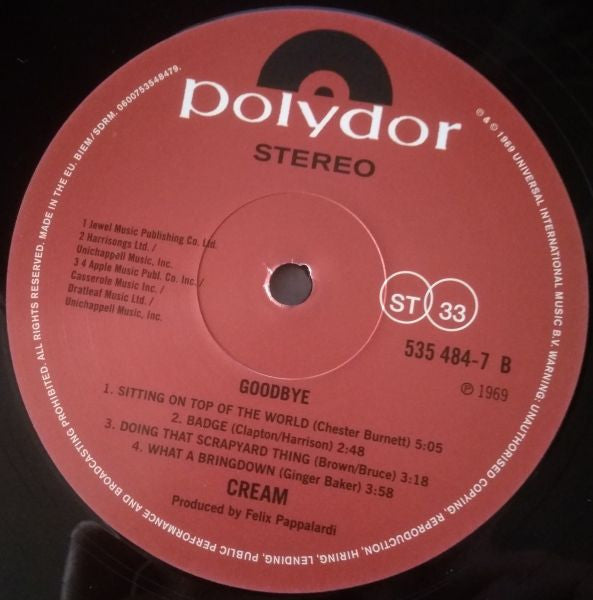 Cream (2) : Goodbye (LP, Album, RE, 180)