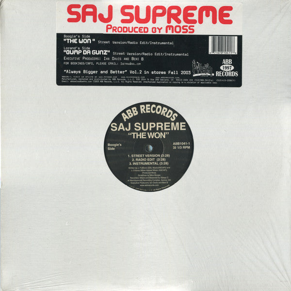 Saj Supreme : The Won / Bump Da Gunz (12")
