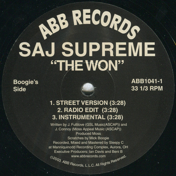 Saj Supreme : The Won / Bump Da Gunz (12")