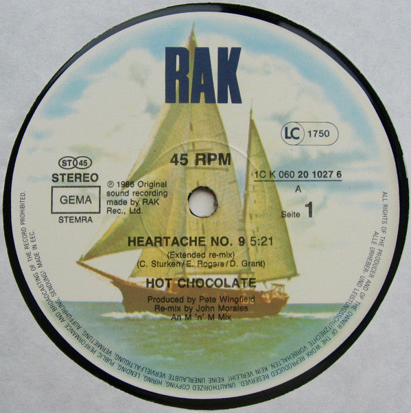 Hot Chocolate : Heartache No 9 (Extended Mix) (12", Maxi)