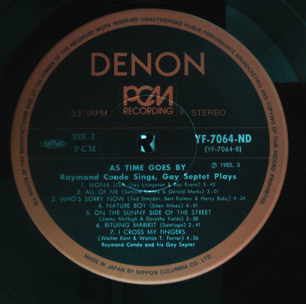 Raymond Conde & His Gay Septet : As Time Goes By (LP)
