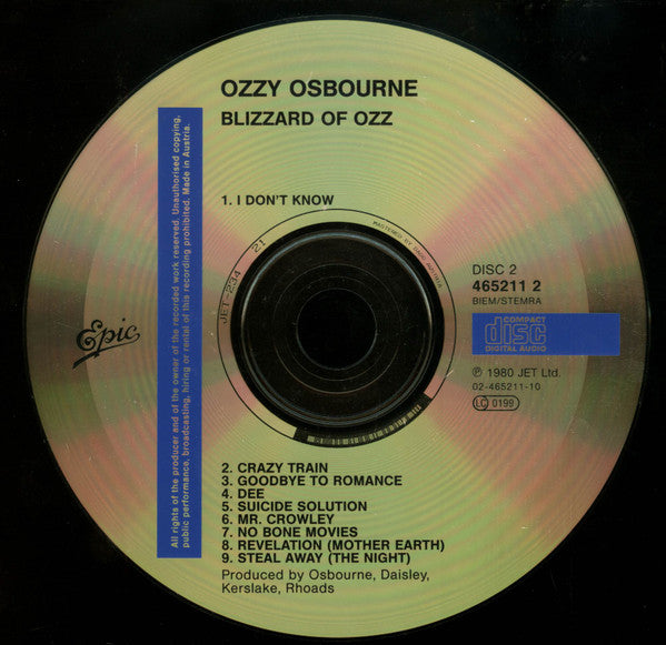Ozzy Osbourne : Bark At The Moon & Blizzard Of Ozz (CD, Album, RE + CD, Album, RE + Comp)