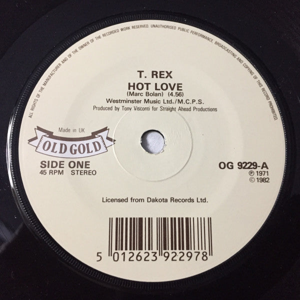 T. Rex : Hot Love / Ride A White Swan (7", RP)