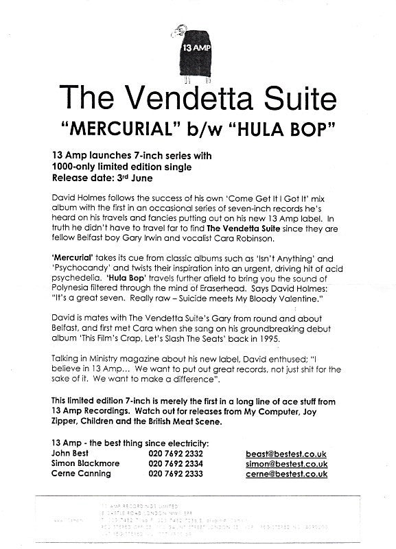 The Vendetta Suite : Mercurial (7", Single, Ltd)