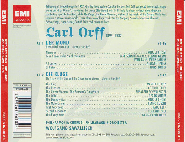 Carl Orff, Wolfgang Sawallisch : Der Mond | Die Kluge (2xCD, Album, RM)