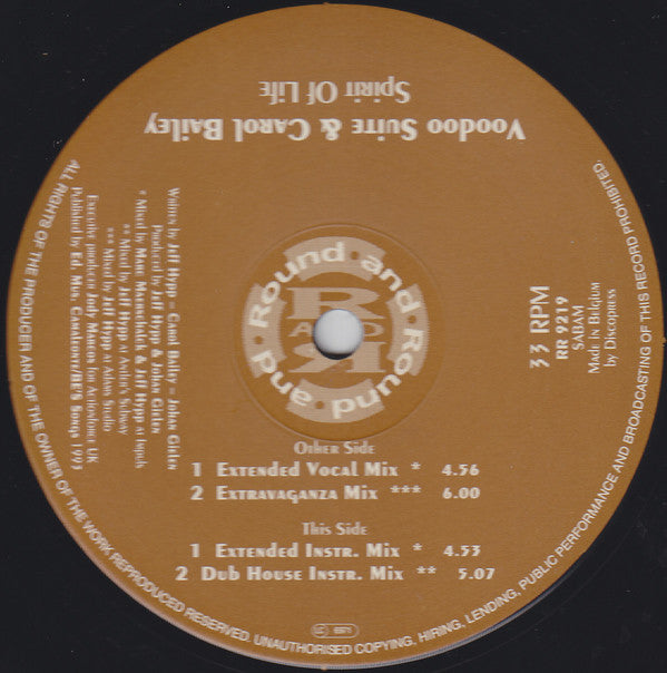 Voodoo Suite And Carol Bailey : Spirit Of Life (12")