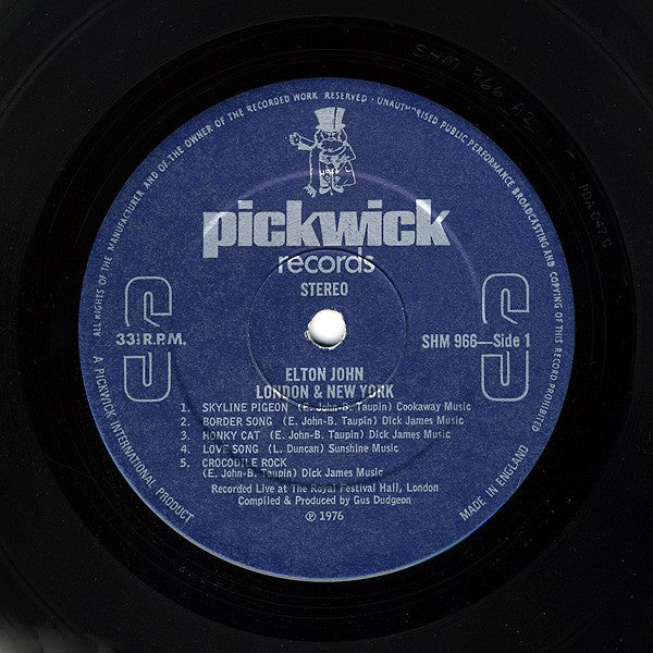 Elton John : London & New York (LP, Album, RE)
