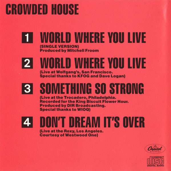 Crowded House : World Where You Live (CD, Single, Promo)