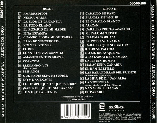 Maria Dolores Pradera : Album de Oro (2xCD, Album, Comp, RE)