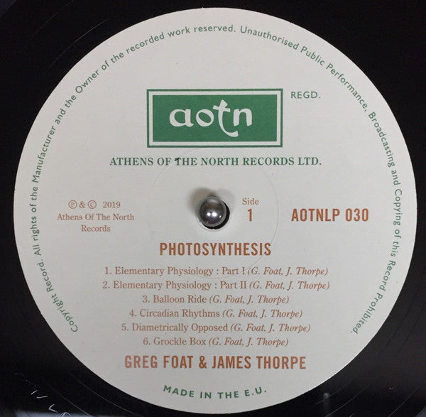 Greg Foat & James Thorpe (4) : Photosynthesis (LP, Album)