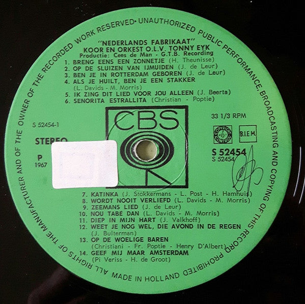 Koor En Orkest o.l.v. Tonny Eyk : Nederlands Fabrikaat (LP, Album)