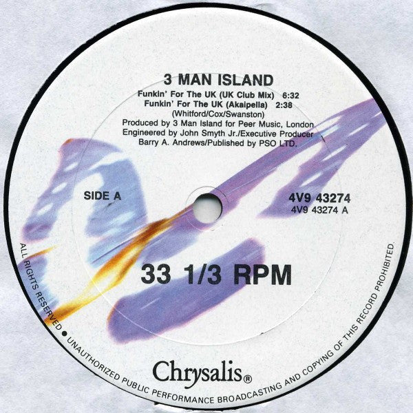 3 Man Island Featuring Carol Jiani : Funkin' For The UK (12")