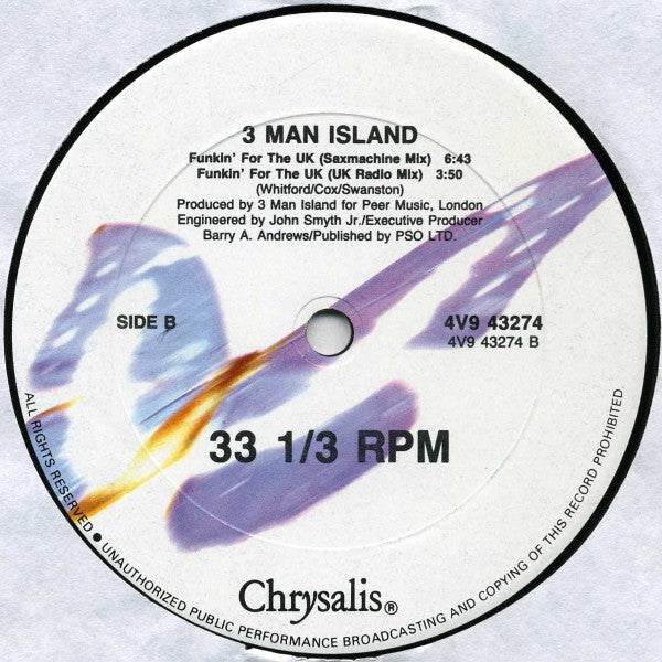 3 Man Island Featuring Carol Jiani : Funkin' For The UK (12")