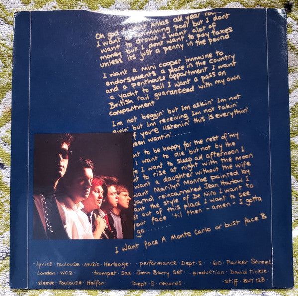 Department S : I Want / Monte Carlo Or Bust (7", Single, CBS)