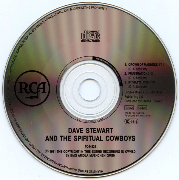 Dave Stewart And The Spiritual Cowboys : Crown Of Madness (CD, Maxi)