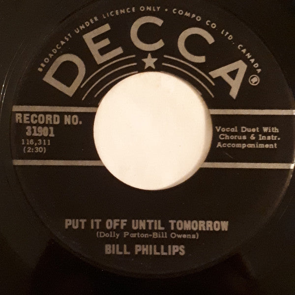 Bill Phillips (4) : Put It Off Until Tomorrow / Lonely Lonely Boy (7", Single)