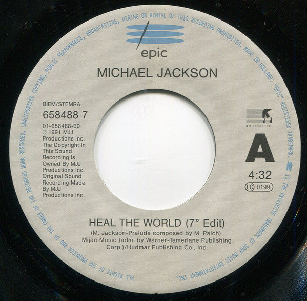 Michael Jackson : Heal The World (7", Single)