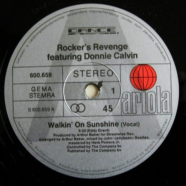 Rockers Revenge Featuring Donnie Calvin : Walkin' On Sunshine (12")