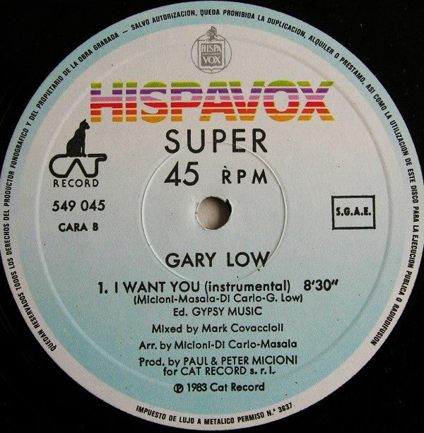 Gary Low : I Want You (12", Maxi)