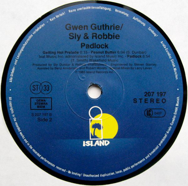 Larry Levan Featuring Sly Dunbar, Robbie Shakespeare, Gwen Guthrie, Wally Badarou, Darryl Thompson* : Padlock (Special Mixes) (LP, MiniAlbum)