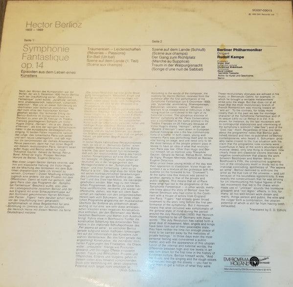 Hector Berlioz, Berliner Philharmoniker, Rudolf Kempe : Symphonie Fantastique (LP, Album)