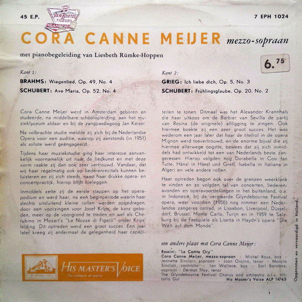 Cora Canne Meijer : Cora Canne Meijer / Cora Canne Meyer (7", EP)