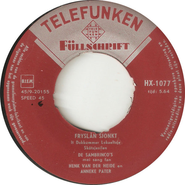 De Sambrinco's : Fryslân Sjongt (7", EP)