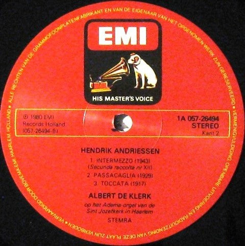 Albert De Klerk, Hendrik Andriessen : Albert De Klerk Speelt Orgelwerken Van Hendrik Andriessen (LP)