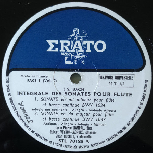 Johann Sebastian Bach, Jean-Pierre Rampal, Robert Veyron-Lacroix : Intégrale Des Sonates Pour Flute Vol. 2 (LP)