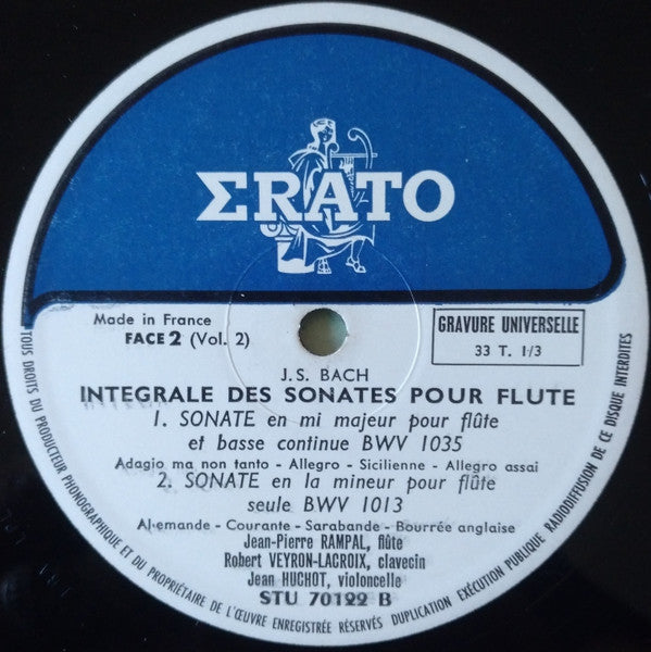 Johann Sebastian Bach, Jean-Pierre Rampal, Robert Veyron-Lacroix : Intégrale Des Sonates Pour Flute Vol. 2 (LP)