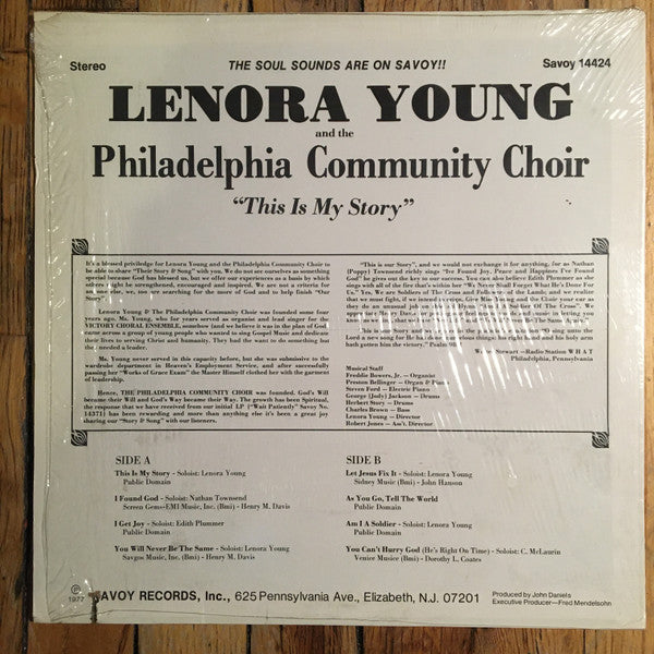 Lenora Young and the Philadelphia Community Choir : This Is My Story (LP, Album)