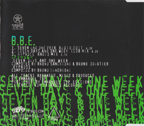 B.B.E. : Seven Days & One Week (CD, Maxi)