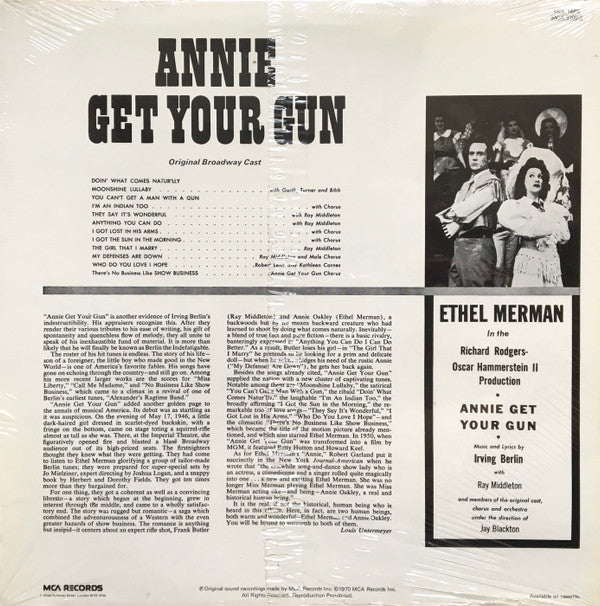 "Annie Get Your Gun" Original Broadway Cast, Ethel Merman With Ray Middleton : Annie Get Your Gun (LP, RE)