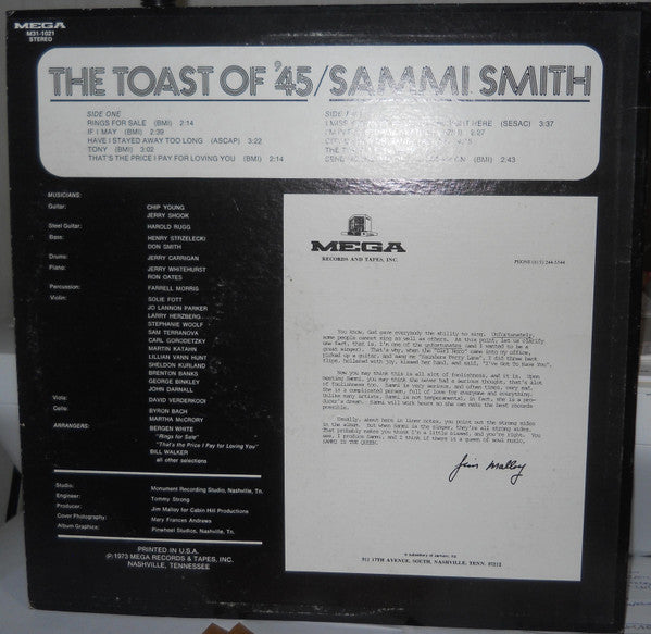 Sammi Smith : The Toast Of '45 (LP, Album)
