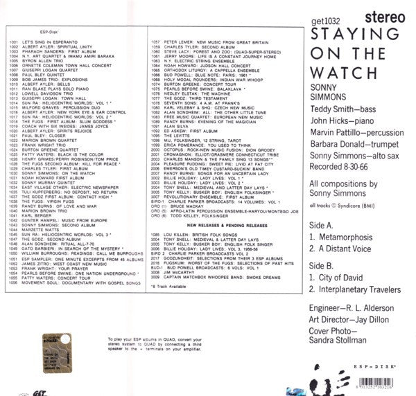 Sonny Simmons : Staying On The Watch (LP, Album, RE, Unofficial)
