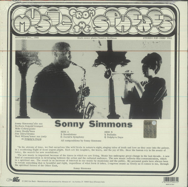 Sonny Simmons : Music From The Spheres (LP, Album, RE)