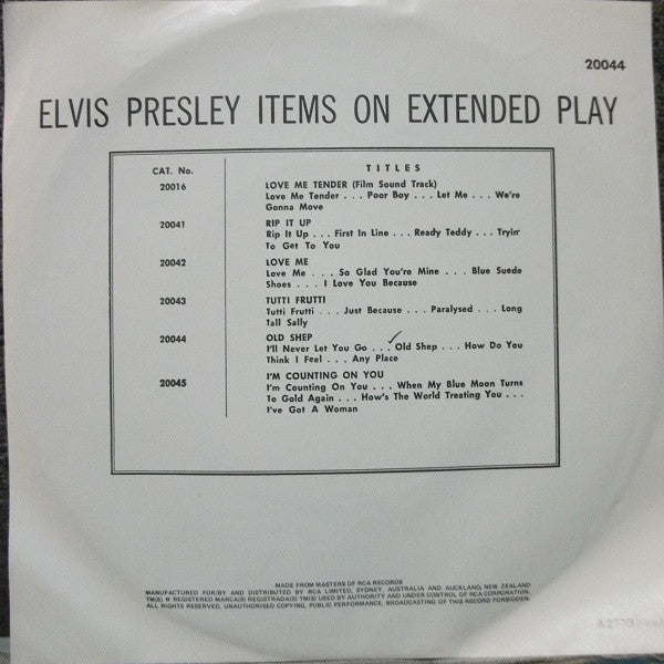 Elvis Presley : Old Shep (7", EP, Tan)