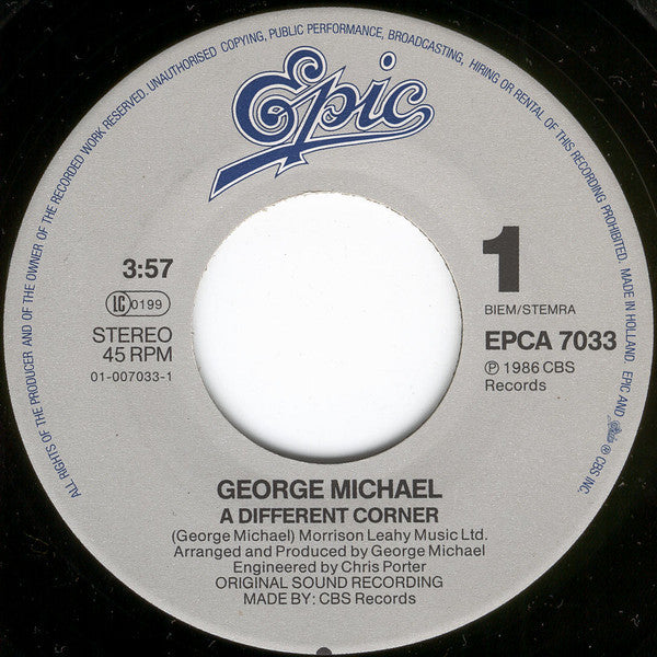 George Michael : A Different Corner (7", Single)