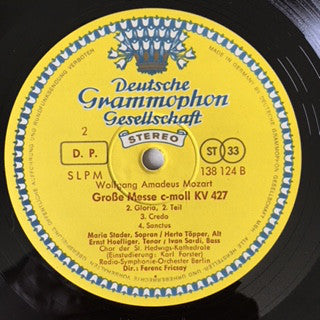 Wolfgang Amadeus Mozart - Maria Stader • Hertha Töpper • Ernst Haefliger • Ivan Sardi Divergent:  Ferenc Fricsay : Grosse Messe In C-moll ‧ Mass In C Minor, K. 427 (LP, RP)