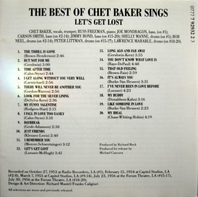 Chet Baker : Let's Get Lost (The Best Of Chet Baker Sings) (CD, Comp)