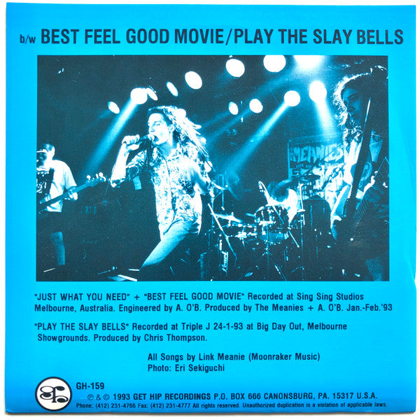 The Meanies : Just What You Need (7", Single, Ltd, Blu)