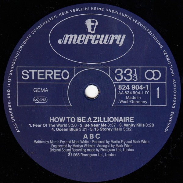 ABC : How To Be A Zillionaire (LP, Album, Blu)