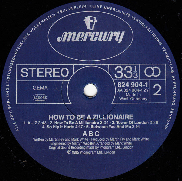 ABC : How To Be A Zillionaire (LP, Album, Blu)