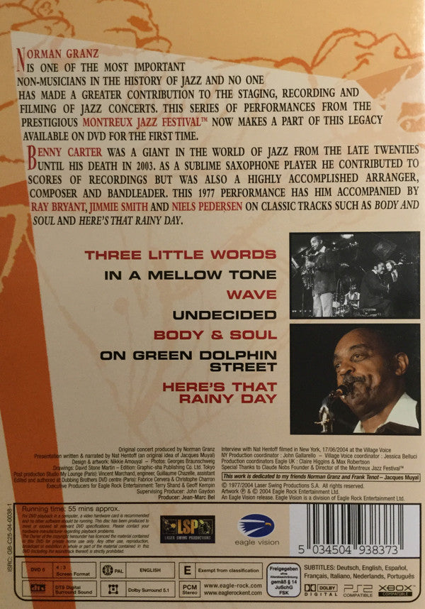 Benny Carter : Norman Granz' Jazz In Montreux Presents Benny Carter '77 (DVD-V, RM, Multichannel, PAL)