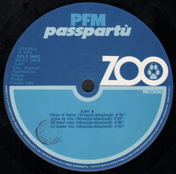 Premiata Forneria Marconi : Passpartù (LP, Album)
