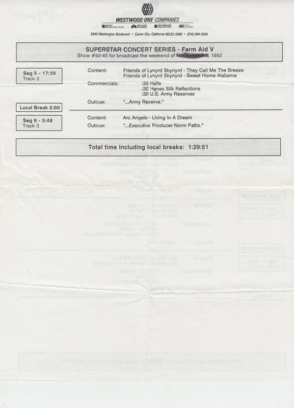 Various : Superstar Concert Series - Farm Aid V (2xCD, Transcription)